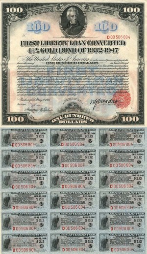$100 1st Liberty Loan Bond